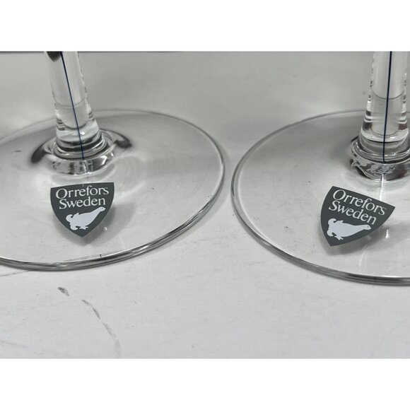 Orrefors Sweden Crystal Champagne Flutes In Box Set Of 2 Elegant Stemware C1 - Picture 4 of 7